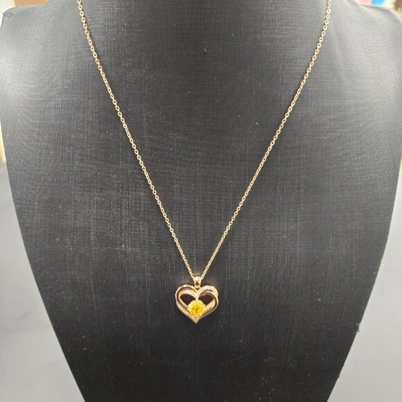 Louisa Secret Rose Gold Love Heart Birthstone Necklace - Picture 2 of 7